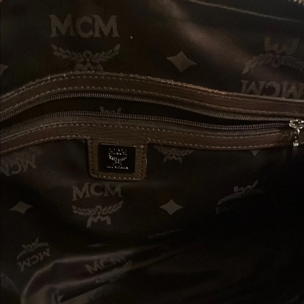 MCM Brown Leather Trim Monogram Briefcase